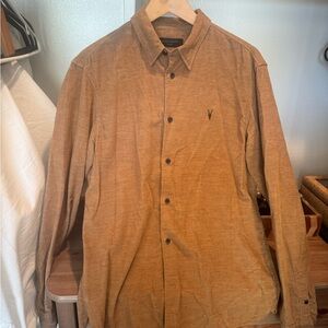 All Saints Camel Button-Up Shirt